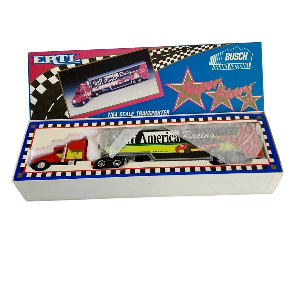 Vintage 1993 Ertl Busch Grand National NASCAR Diecast Semi Truck Transporter